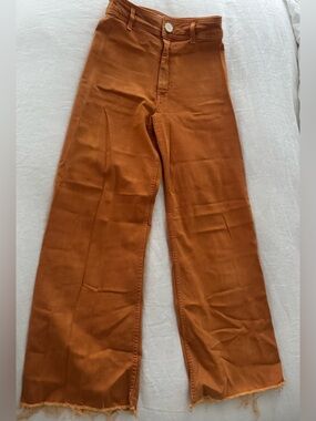 Zara Orange High-Waist Wide-Leg Trousers